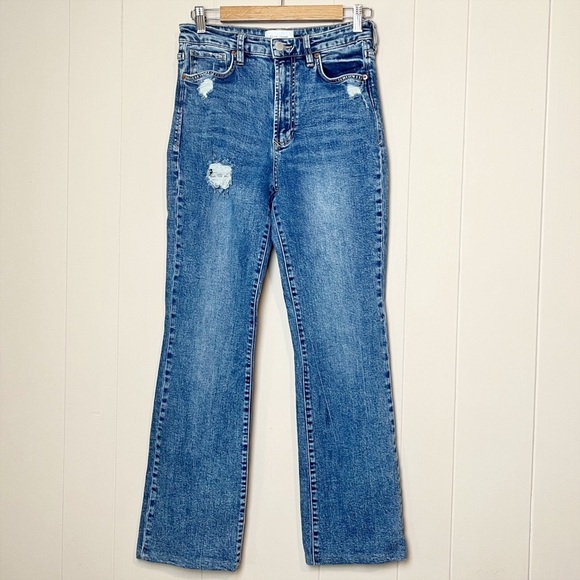 Dear John Paris Bootcut Jeans 27 4 high rise waist distressed stretch blue denim - Picture 2 of 12